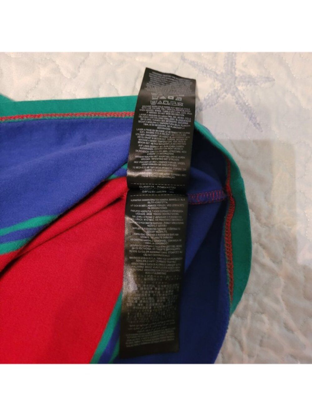 GUESS Originals Striped T-Shirt Men's Medium Red Green Blue American Tradition - Picture 5 of 10